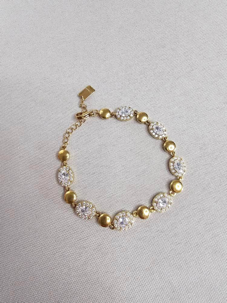 Bracelet en acier inoxydable doré à strass élégants Ettis Mode