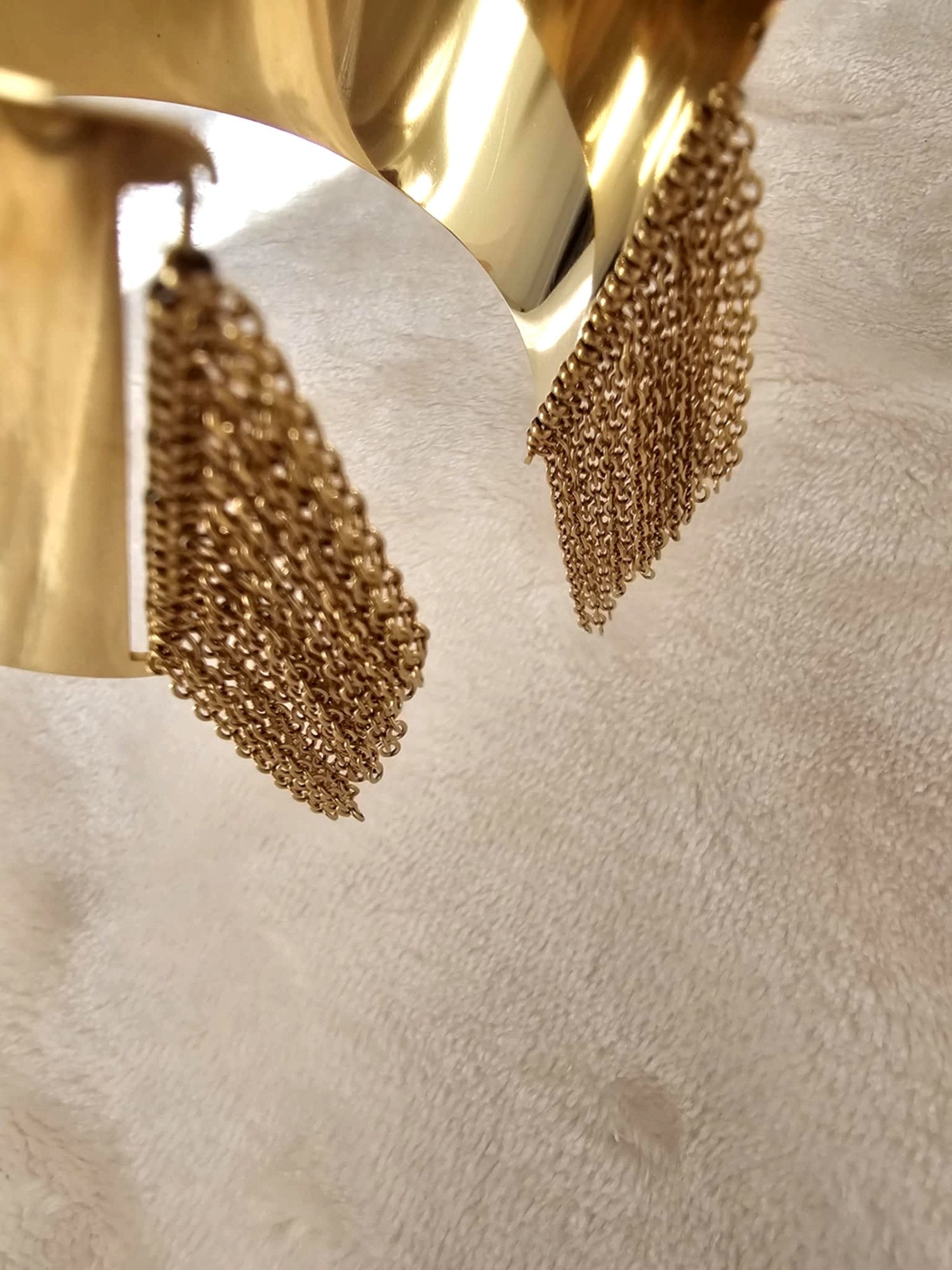 Bracelet manchette large dorée à pampilles Ettis Mode