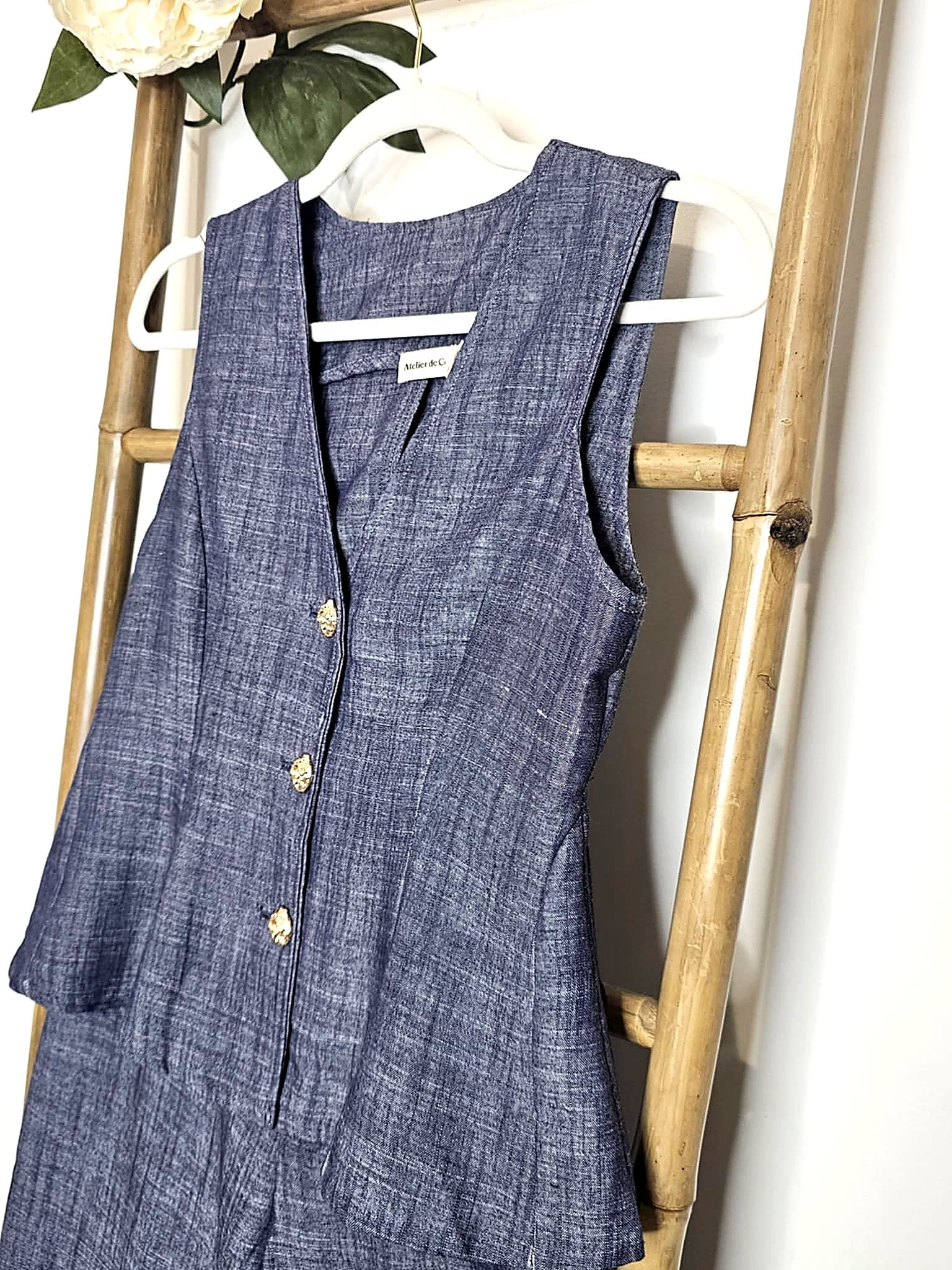 Ensemble Élégance Lin Bleu – Coupe Fluide & Raffinée ✨ Ettis Mode