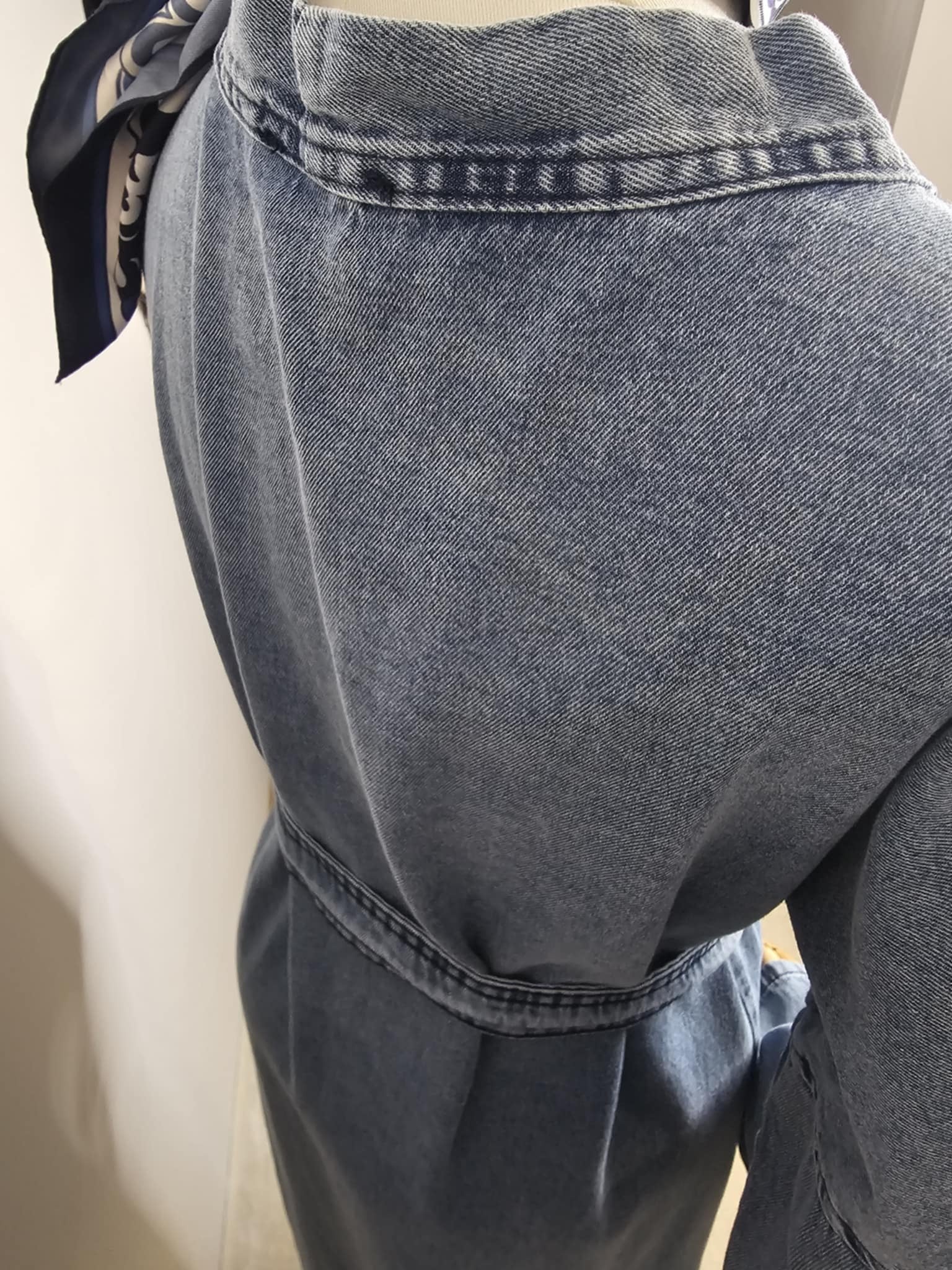 Kimono long en jean 100 % coton – Coupe ample ceinturée bleu denim 💙 Ettis Mode