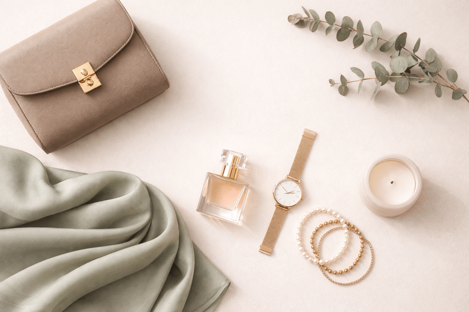 Accessoires de mode élégants : sac, hijab, bijoux et parfum – univers Ettis Mode