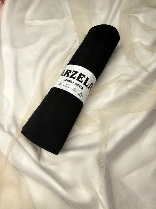 Hijab jersey liquid satin noir fluide élégant femme