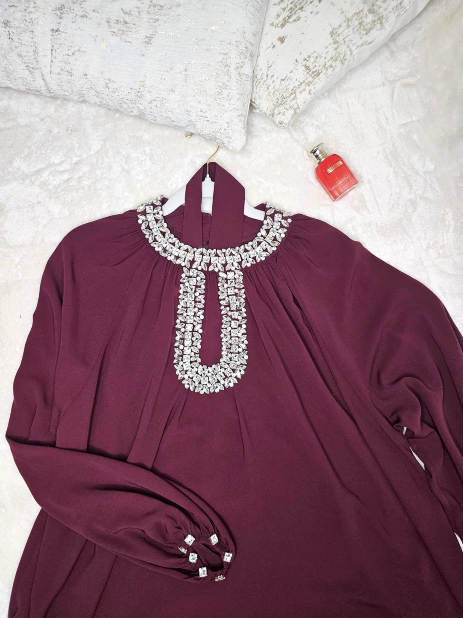 Robe Ferace en soie de Médine – Cristaux faits main 💎 Ettis Mode