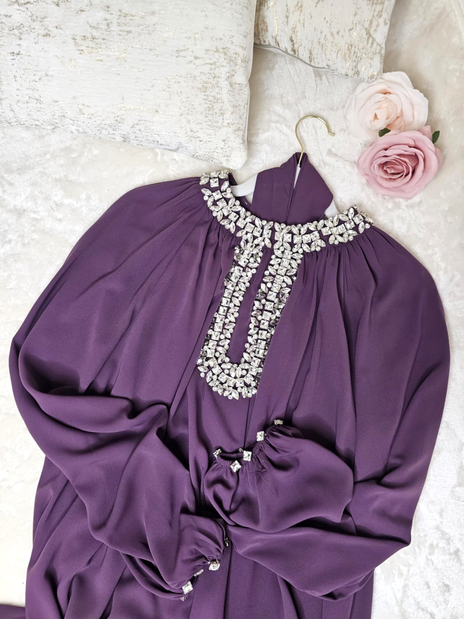 Robe Ferace en soie de Médine – Cristaux faits main 💎 Ettis Mode